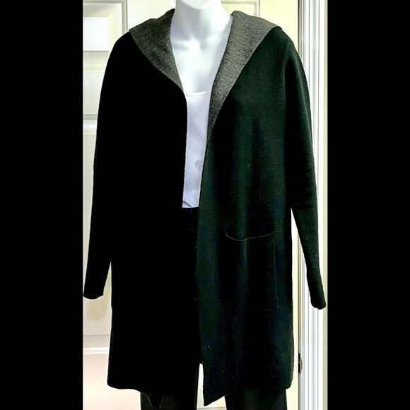 Calia by Carrie Underwood Woman’s Open Black Front Cardigan Grey Interior- Small - Picture 1 of 5